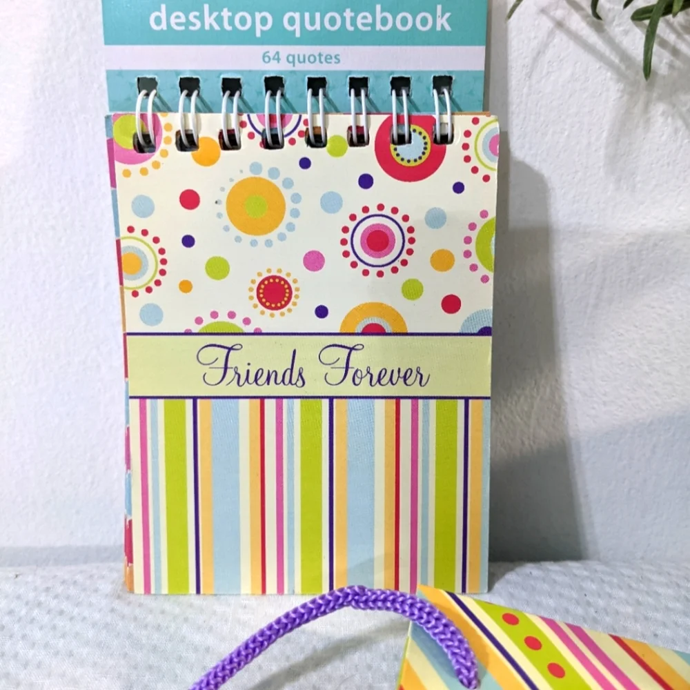 💛 Friends Forever Desk Quote Book Notepads Pens & Giftbag 6 Pc SET
